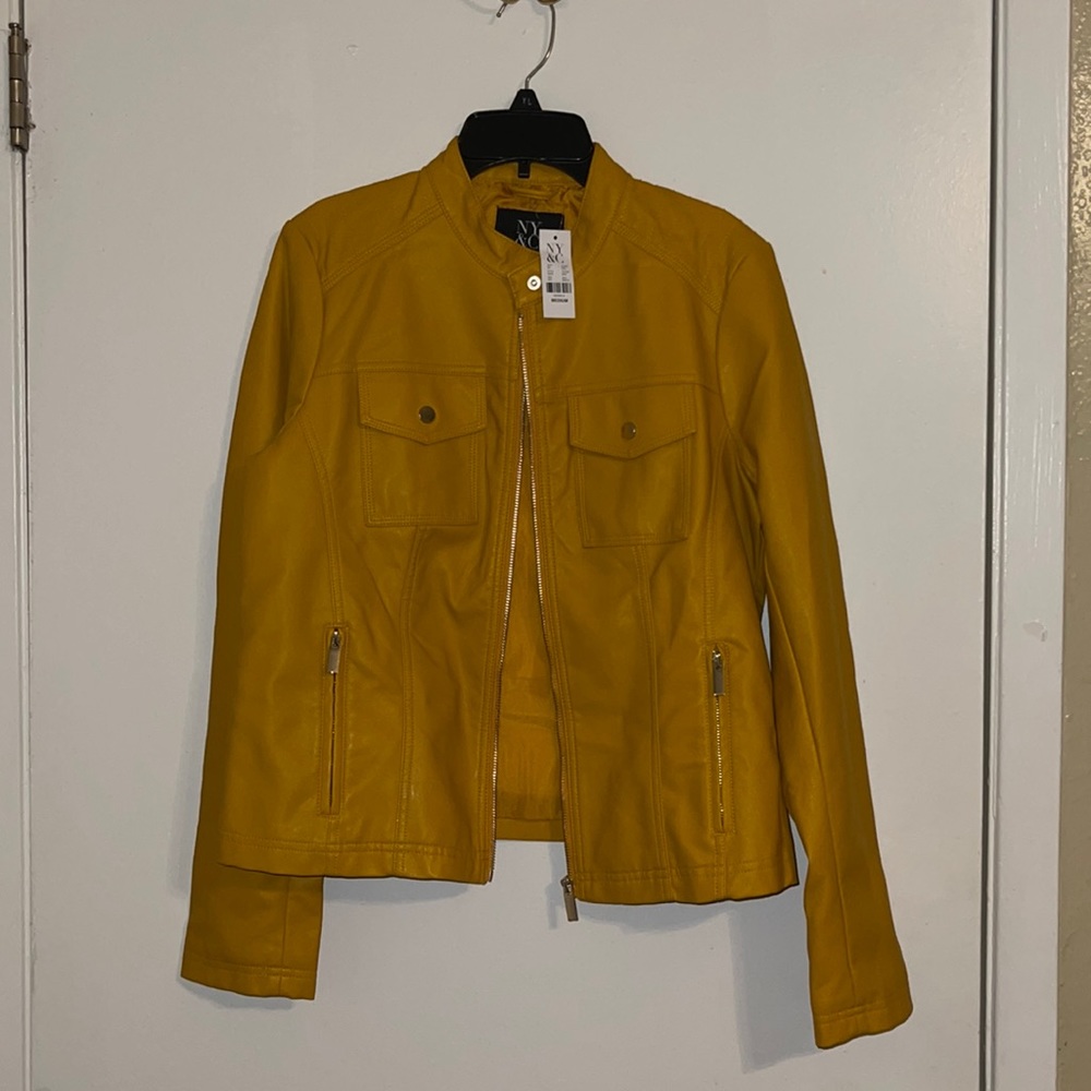 Yellow leather jacket from New York and company size medium